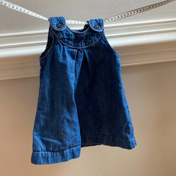 H&M‎ Denim Jumper size 9-12 months Polka Dot Family Pictures Photos Back School - Picture 6 of 9